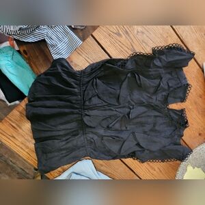 Alice Blue Black Lace Detail Top